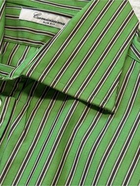 Camicissima Slim Fit Green Striped Men's Shirt